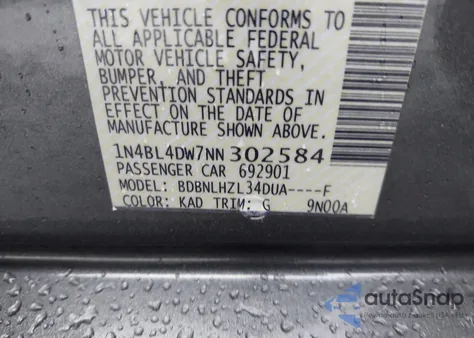 2022 Nissan Altima Sv Intelligent Awd из США, поврежденный, VIN 1N4BL4DW7NN302584